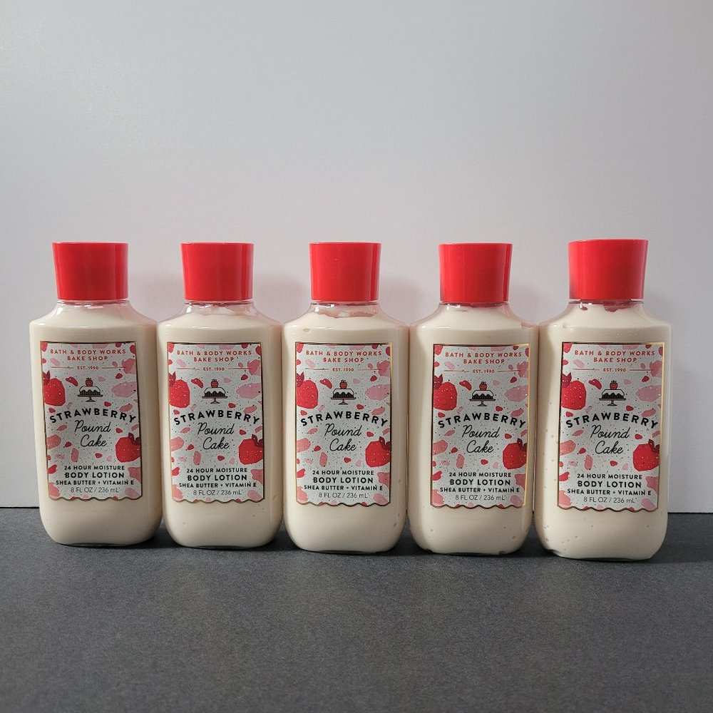 Bath and Body Works Strawberry Pound Cake Body Lotion 5 Bottles